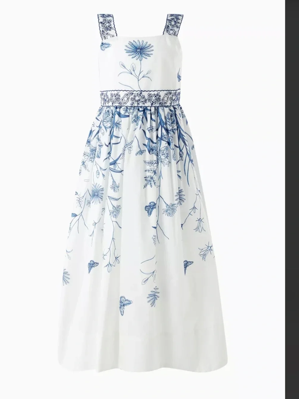 Elie Saab Girls Elegant White and blue floral Dress. NWT Size 6